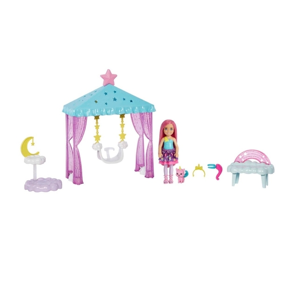 Barbie Dreamtopia Chelsea Doll Outfit Pet Kitten Gazebo Swing Playset Toys NEW - Picture 9 of 12